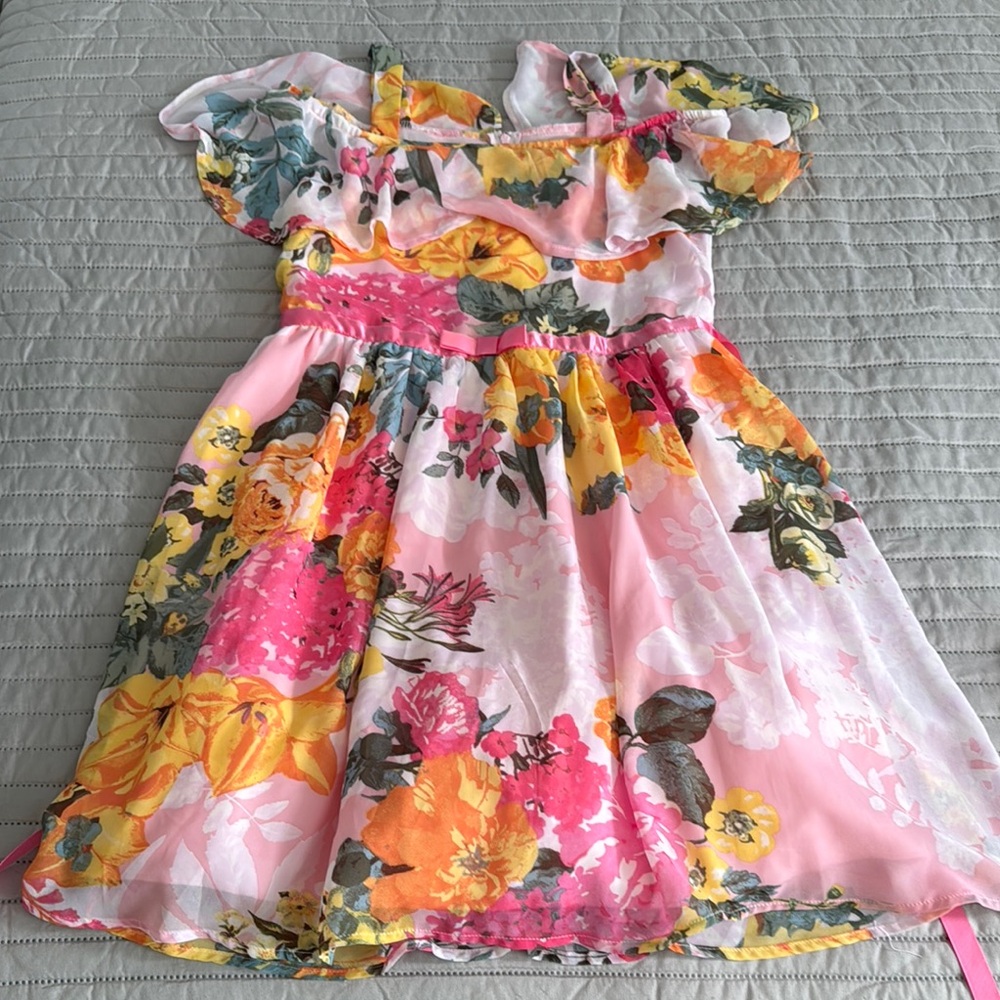 Speechless girls summer Floral party Dress in Pink and Yellow Sz 14